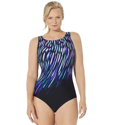 Swimsuits For All Women’s Plus Size Chlorine Resistant High Neck One Piece Swimsuit - Image 8