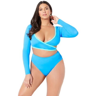 Swimsuits For All Women’s Plus Size Wrap Front Bikini Top - Image 4