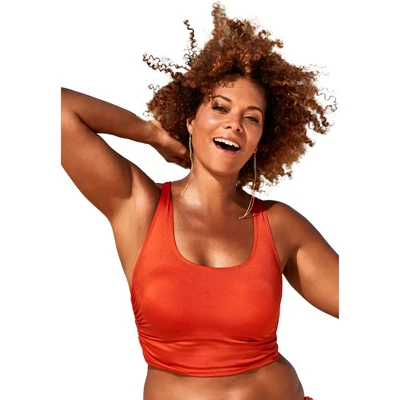 Swimsuits For All Women’s Plus Size Cropped Racerback Tankini Top - Image 8