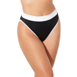Swimsuits For All Women’s Plus Size Colorblock High Leg Bikini Bottom