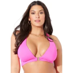 Swimsuits For All Women’s Plus Size Adjustable Knot Halter Bikini Top