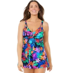 Swimsuits For All Women’s Plus Size Loop Strap Two-Piece Swimdress