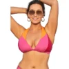 Swimsuits For All Women’s Plus Size Romancer Colorblock Halter Triangle Bikini Top
