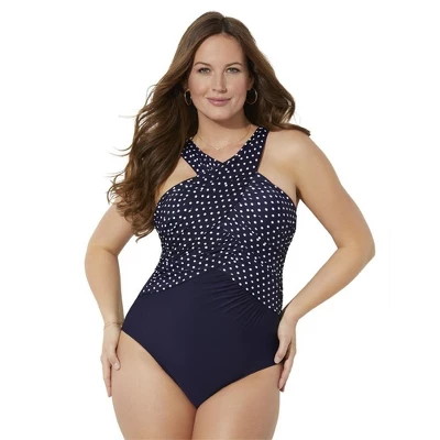 Swimsuits For All Women’s Plus Size High Neck Wrap One Piece Swimsuit - Image 6