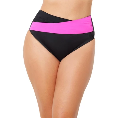 Swimsuits For All Women’s Plus Size Hollywood Colorblock Wrap Bikini Bottom - Image 5