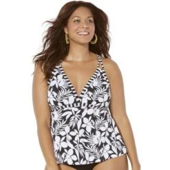 Swimsuits For All Women’s Plus Size Loop Strap Tankini Top
