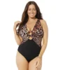 Swimsuits For All Women’s Plus Size Center Ring Plunge One Piece Swimsuit