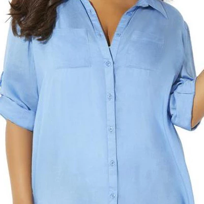 Swimsuits For All Women’s Plus Size Lyla Button Up Cover Up Shirt - Image 2