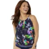 Swimsuits For All Women’s Plus Size High Neck Blouson Tankini Top