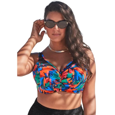 Swimsuits For All Women’s Plus Size Crochet Bra Sized Underwire Bikini Top - Image 5