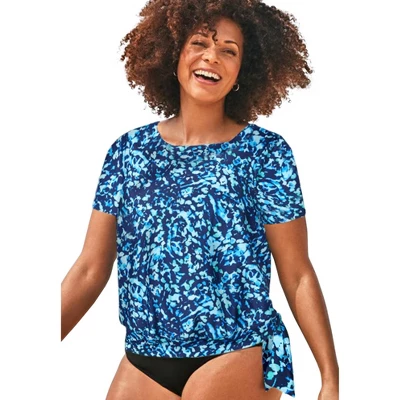 Swimsuits For All Women’s Plus Size Chlorine Resistant Blouson Swim Tee - Image 4