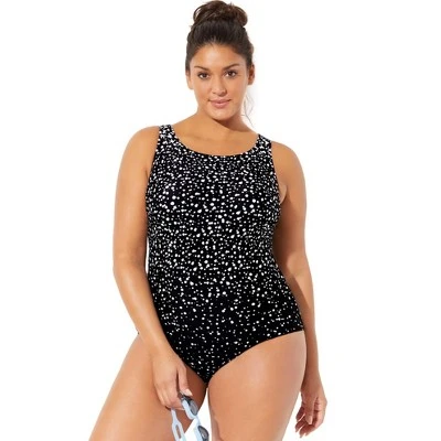Swimsuits For All Women’s Plus Size Chlorine Resistant High Neck One Piece Swimsuit - Image 3
