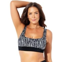 Swimsuits For All Women’s Plus Size Longline Square Neck Bikini Top