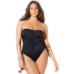 Swimsuits For All Women’s Plus Size Adjustable Bandeau One Piece