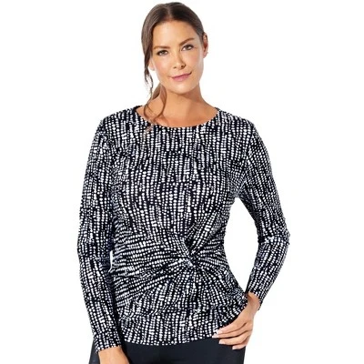 Swimsuits For All Women’s Plus Size Long Sleeve Twist Front Tee - Image 4