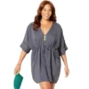 Swimsuits For All Women’s Plus Size Amelia Draped V-Neck Dress Cover Up