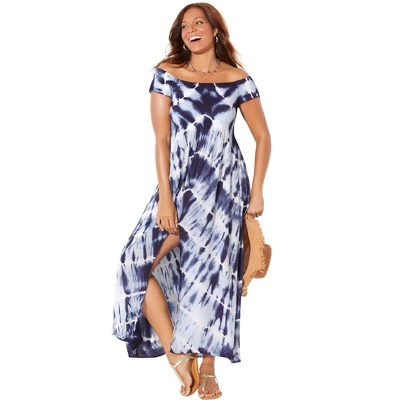 Swimsuits For All Women’s Plus Size Harper Tie Dye Cover Up Maxi Dress - Image 4