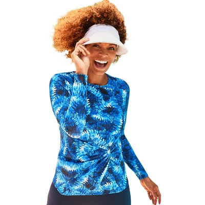 Swimsuits For All Women’s Plus Size Long Sleeve Twist Front Tee - Image 3