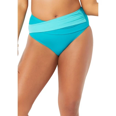 Swimsuits For All Women’s Plus Size Hollywood Colorblock Wrap Bikini Bottom - Image 4