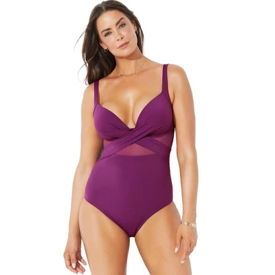 Swimsuits For All Women’s Plus Size Cut Out Mesh Underwire One Piece Swimsuit - Image 6