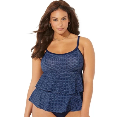 Swimsuits For All Women’s Plus Size Tiered Tankini Top - Image 3