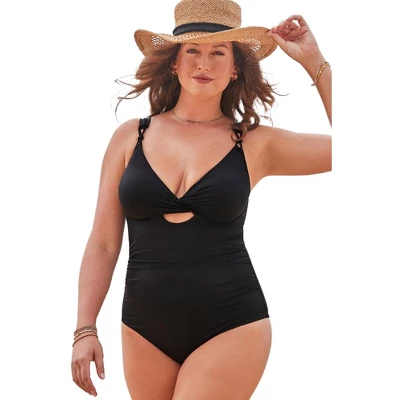Swimsuits For All Women’s Plus Size Sweetheart Keyhole Underwire One Piece Swimsuit