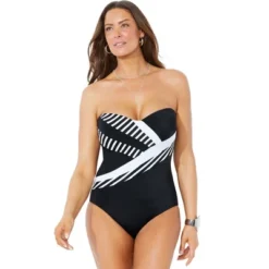 Swimsuits For All Women’s Plus Size Spliced One Piece Swimsuit