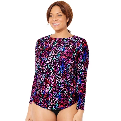 Swimsuits For All Women’s Plus Size Chlorine Resistant Side-Tie Adjustable Long Sleeve Swim Tee - Image 9