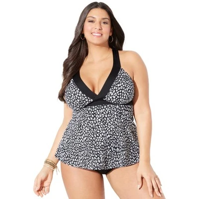 Swimsuits For All Women’s Plus Size Longer Length Surplice Tankini Top - Image 4