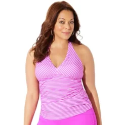 Swimsuits For All Women’s Plus Size Shirred Halter Tankini Top